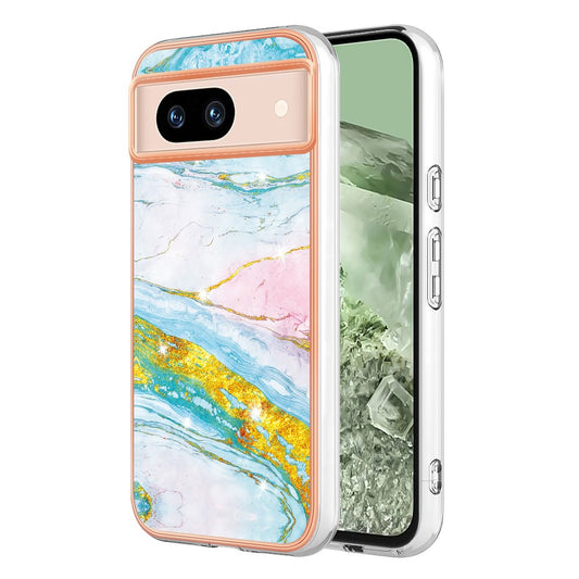 Pixel 8a Schutzhülle – Mit Marmormuster 2,0 mm Galvanik-Rückseite