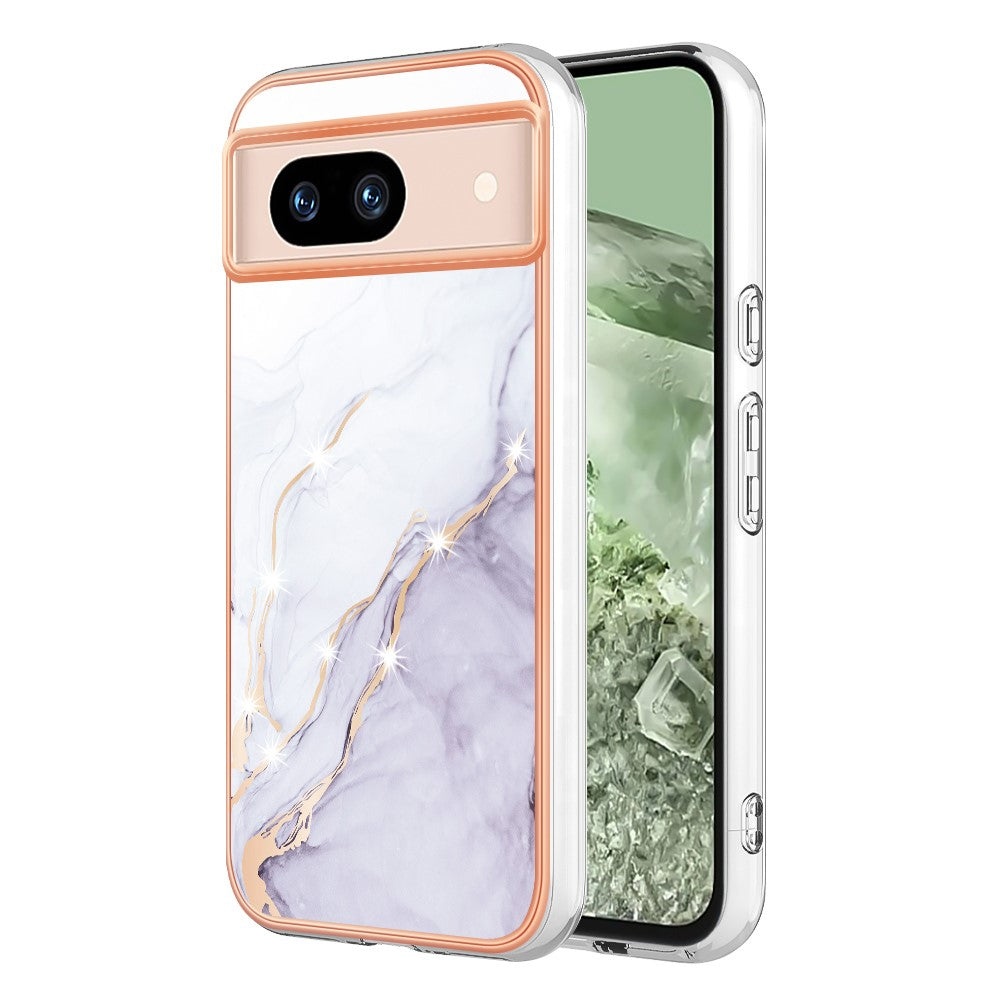 Pixel 8a Schutzhülle – Mit Marmormuster 2,0 mm Galvanik-Rückseite
