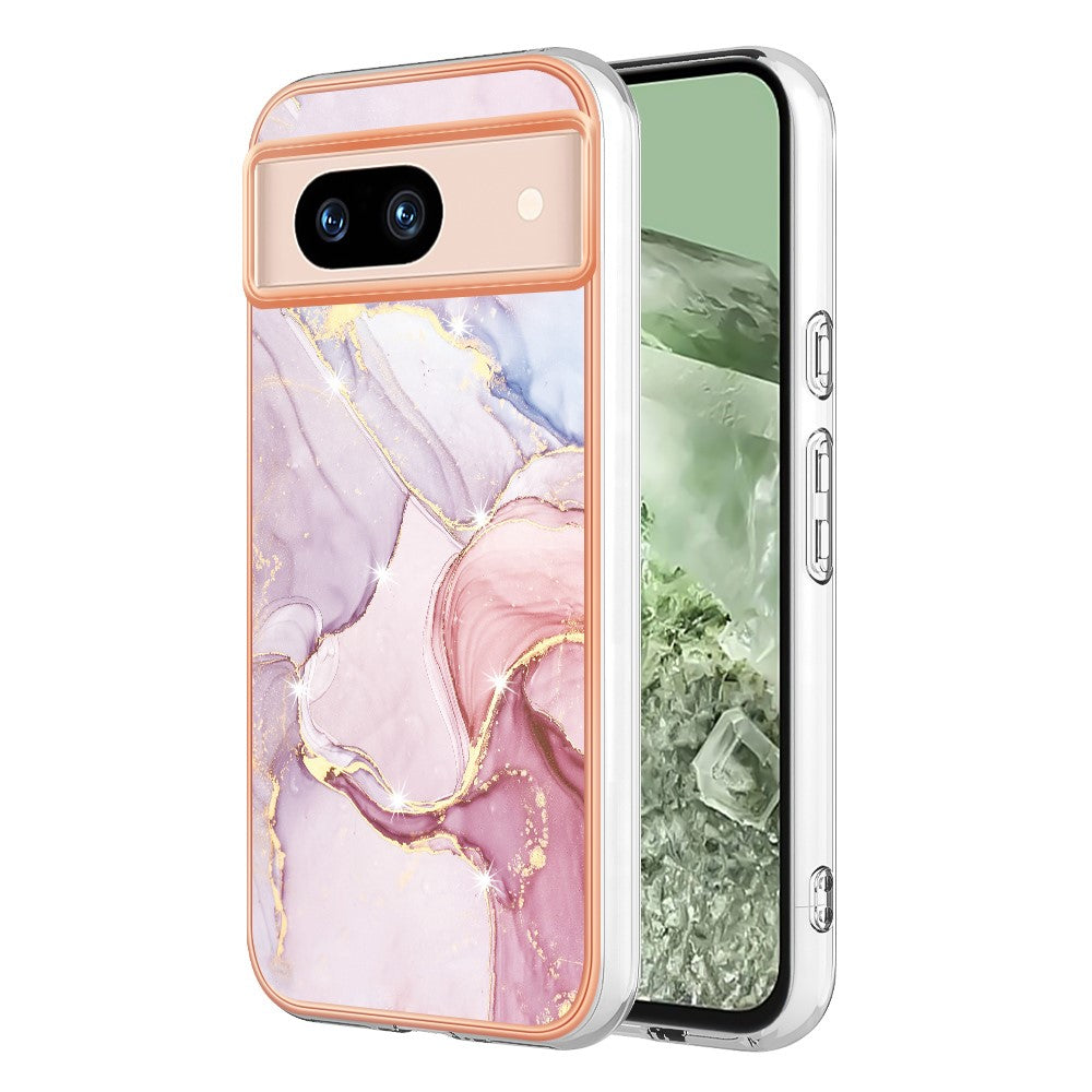 Pixel 8a Schutzhülle – Mit Marmormuster 2,0 mm Galvanik-Rückseite