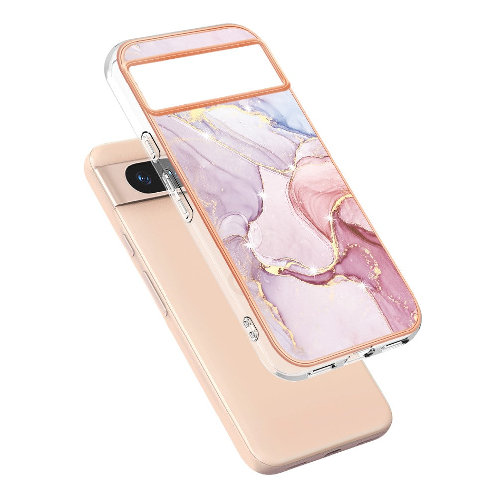 Pixel 8a Schutzhülle – Mit Marmormuster 2,0 mm Galvanik-Rückseite