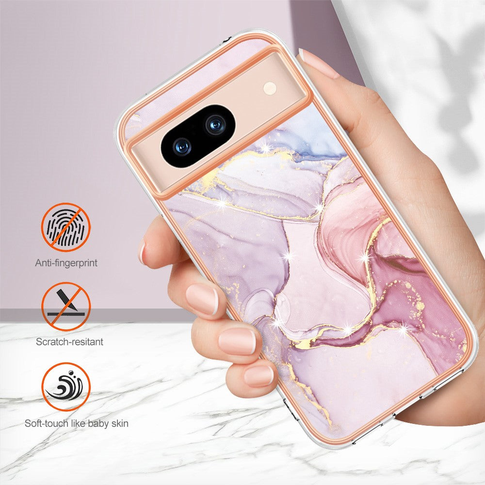 Pixel 8a Schutzhülle – Mit Marmormuster 2,0 mm Galvanik-Rückseite