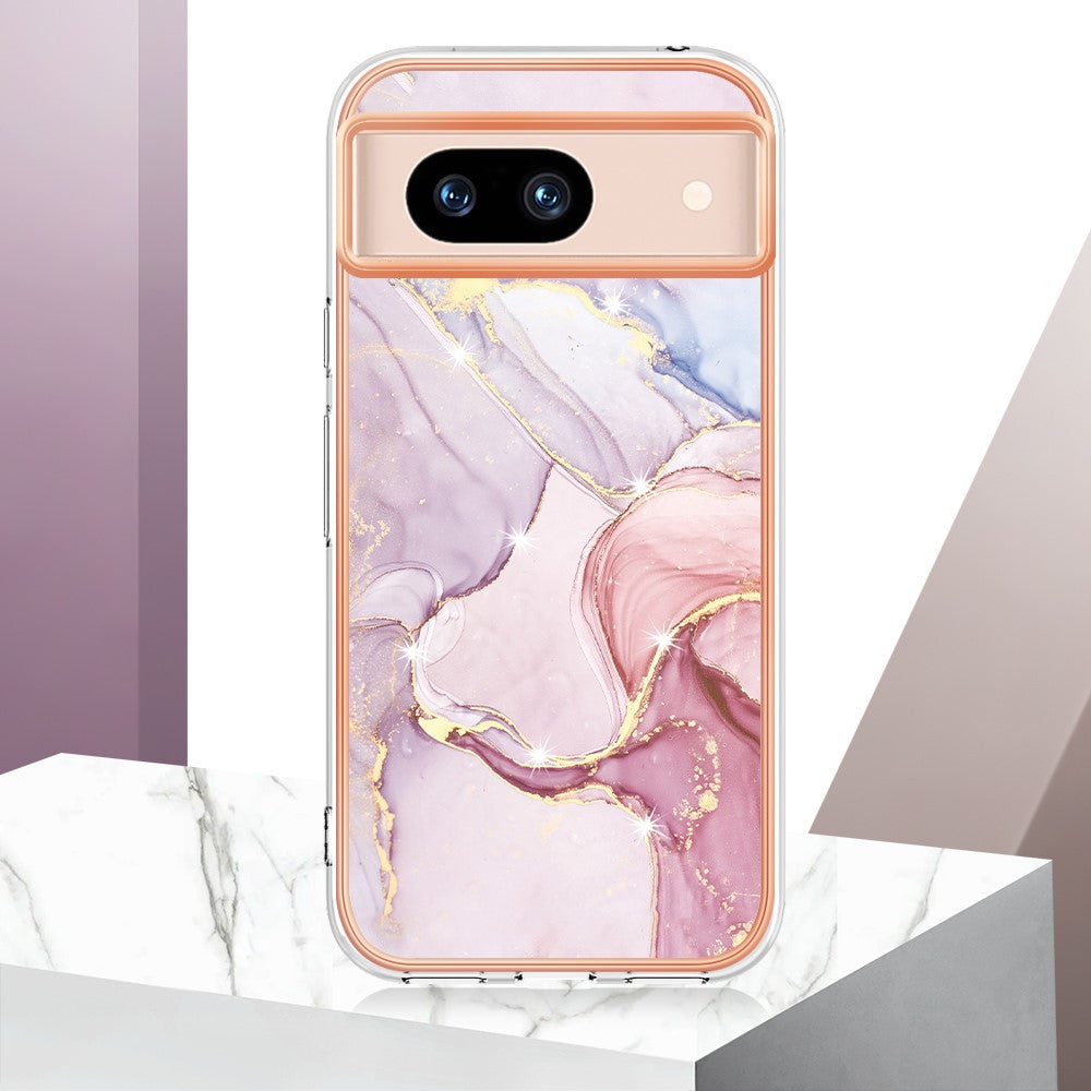Pixel 8a Schutzhülle – Mit Marmormuster 2,0 mm Galvanik-Rückseite