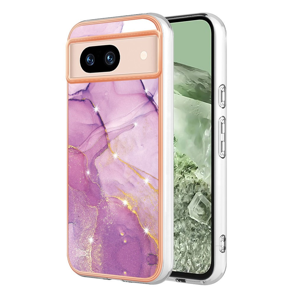 Pixel 8a Schutzhülle – Mit Marmormuster 2,0 mm Galvanik-Rückseite