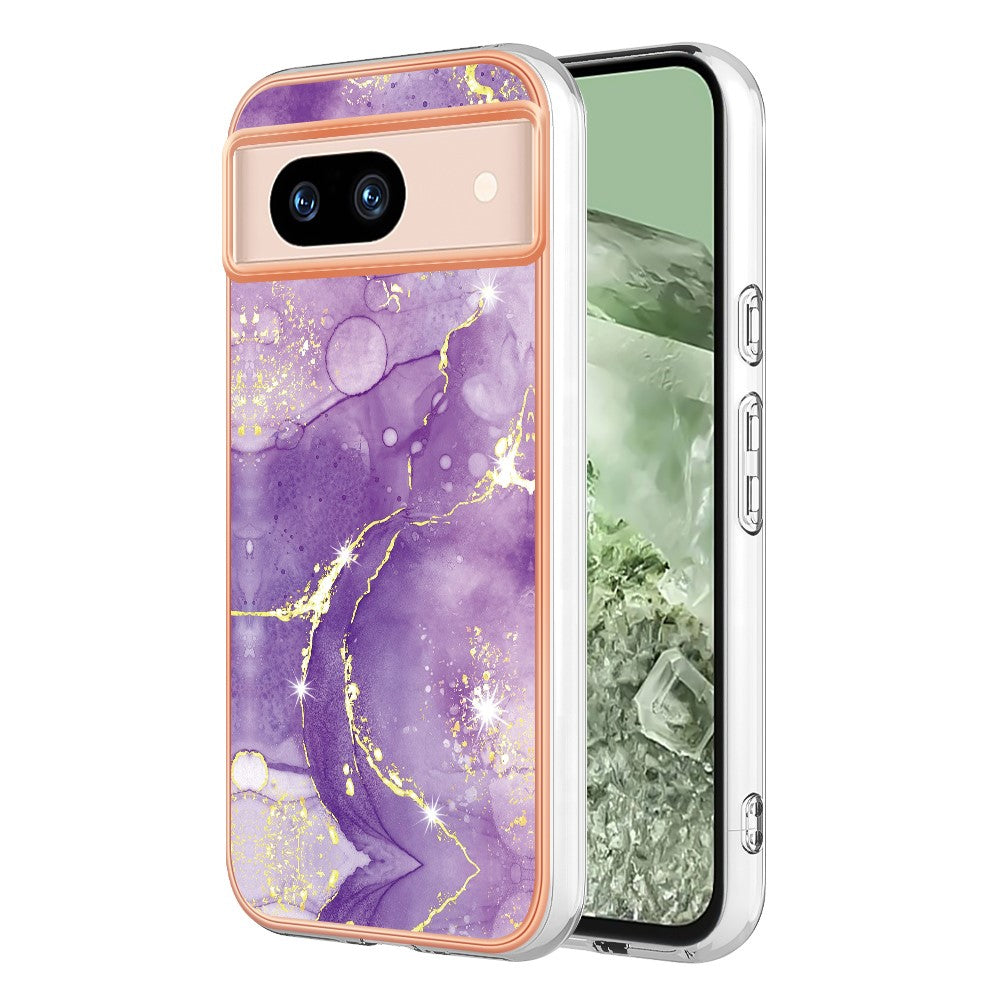 Pixel 8a Schutzhülle – Mit Marmormuster 2,0 mm Galvanik-Rückseite