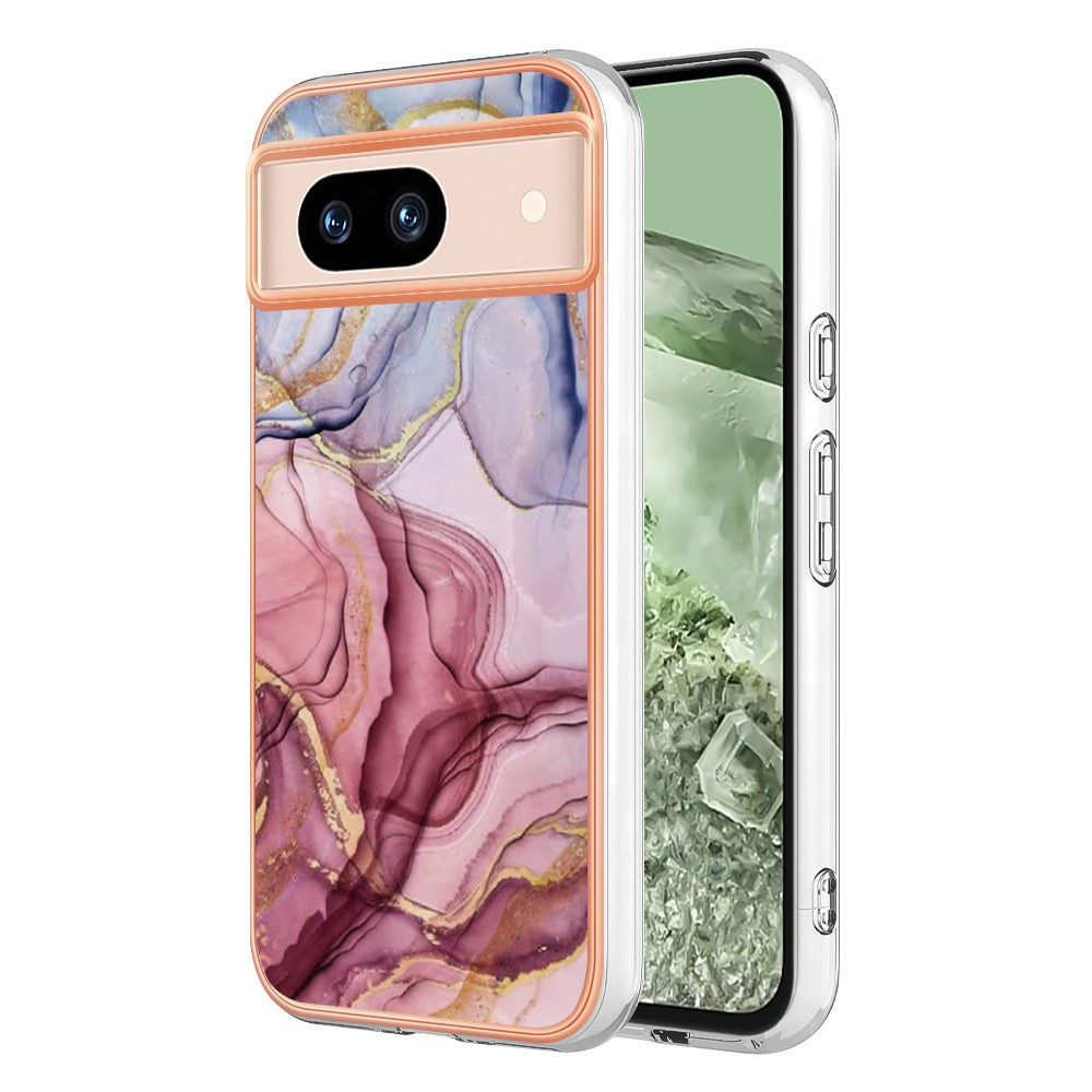 Pixel 8a Schutzhülle – Mit Marmormuster 2,0 mm Galvanik-Rückseite