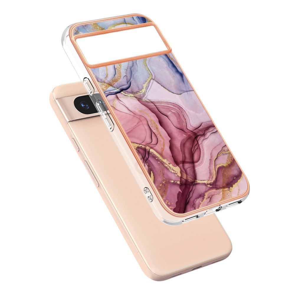 Pixel 8a Schutzhülle – Mit Marmormuster 2,0 mm Galvanik-Rückseite
