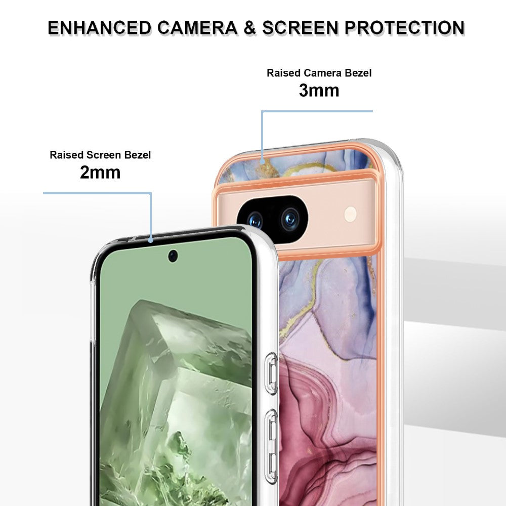 Pixel 8a Schutzhülle – Mit Marmormuster 2,0 mm Galvanik-Rückseite