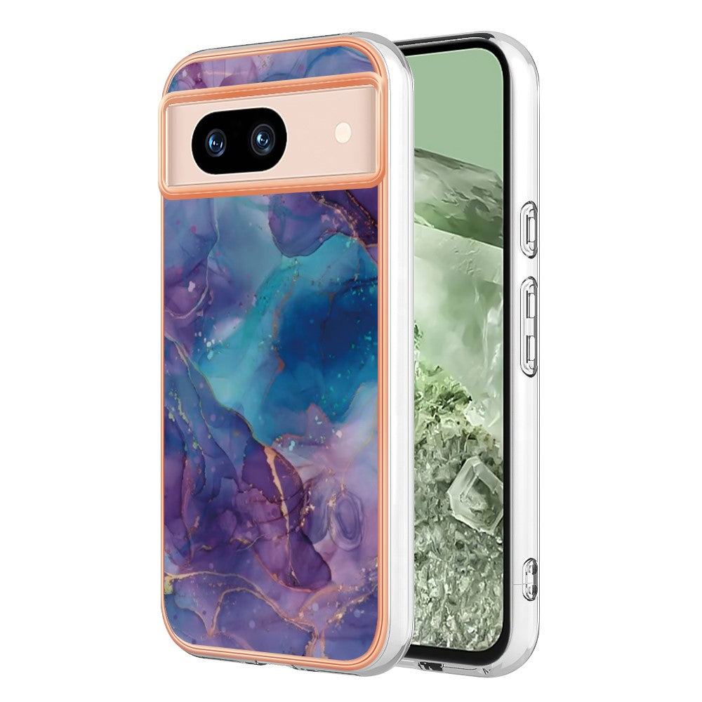 Pixel 8a Schutzhülle – Mit Marmormuster 2,0 mm Galvanik-Rückseite