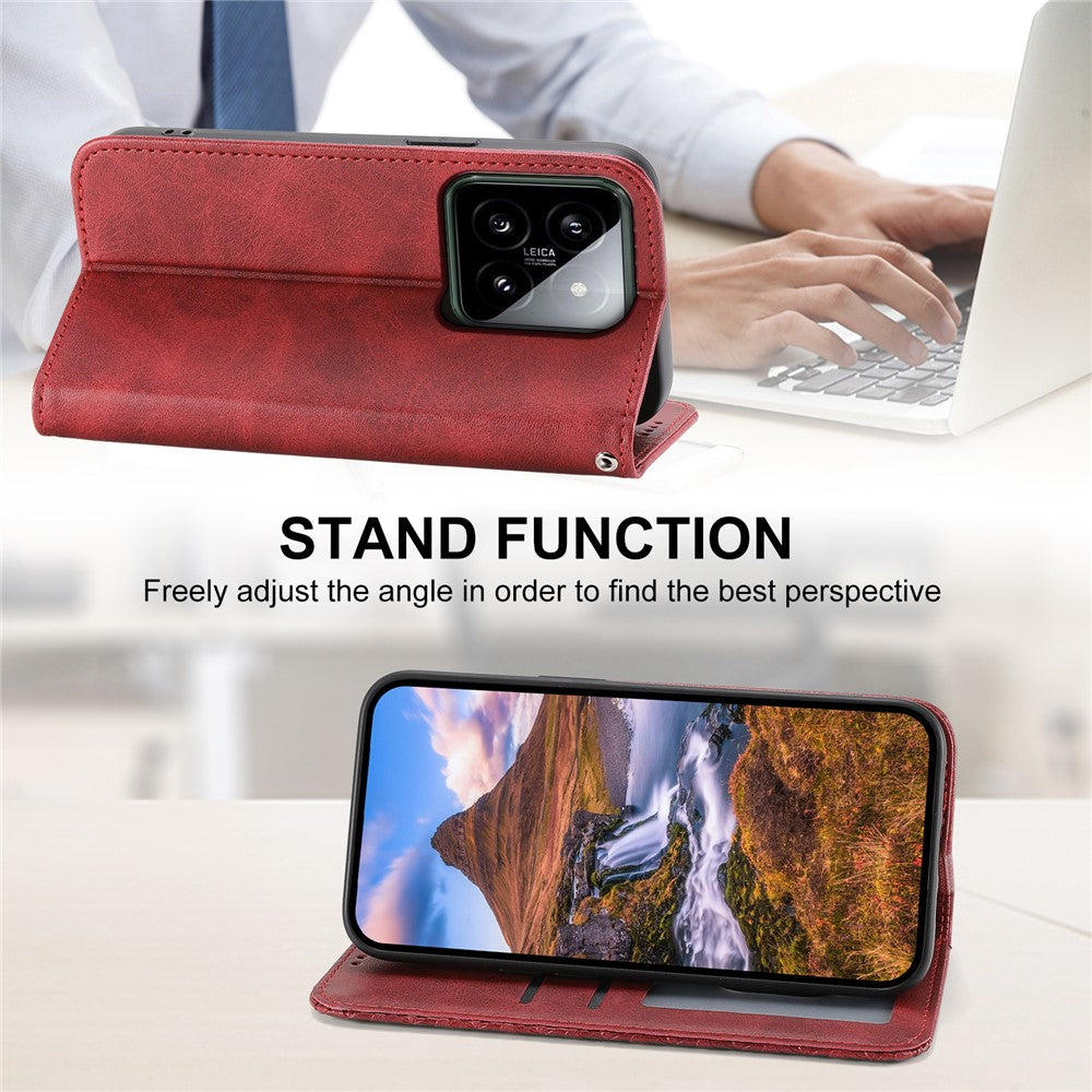 For Xiaomi 14 Phone Case Scratch-proof PU Leather Imprinted Wallet Cover