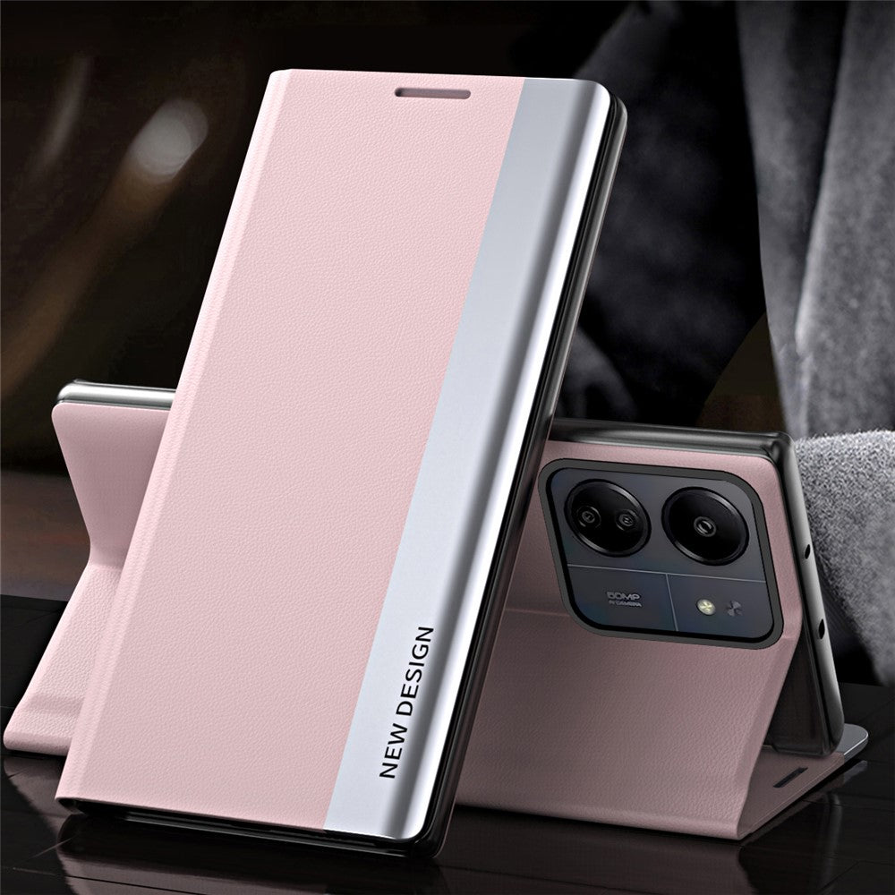 For Xiaomi Redmi 13C 4G / Poco C65 4G Stand Case Electroplating Phone Leather Cover
