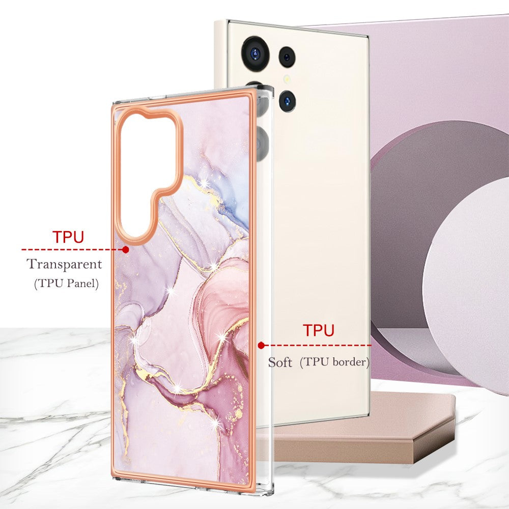 Galaxy S24 Ultra Schutzhülle – Mit Marmormuster 2,0 mm Galvanik-Rückseite