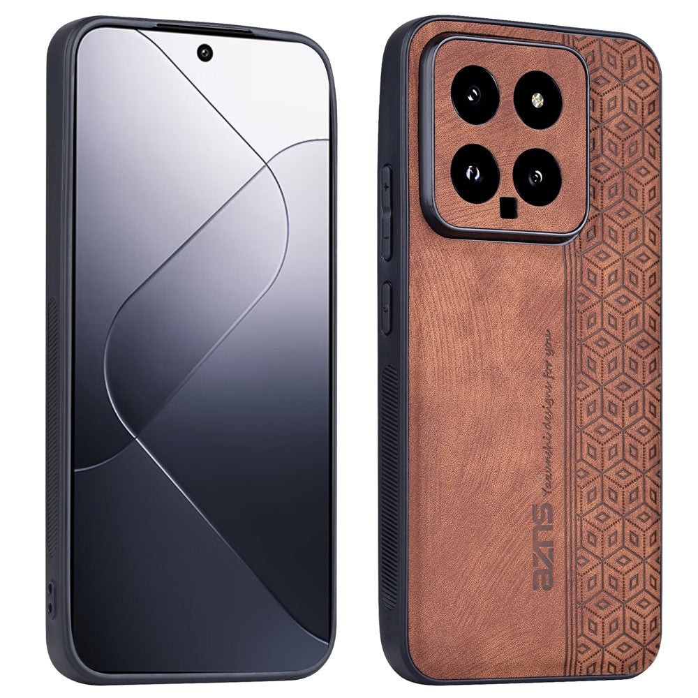 AZNS For Xiaomi 14 Case Imprinted PU Leather Coated TPU Phone Back Cover
