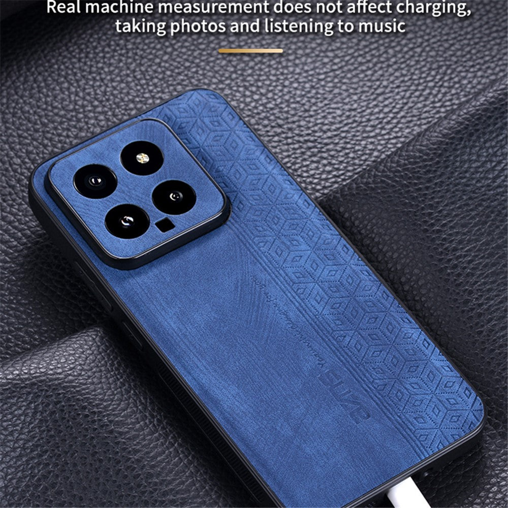 AZNS For Xiaomi 14 Case Imprinted PU Leather Coated TPU Phone Back Cover