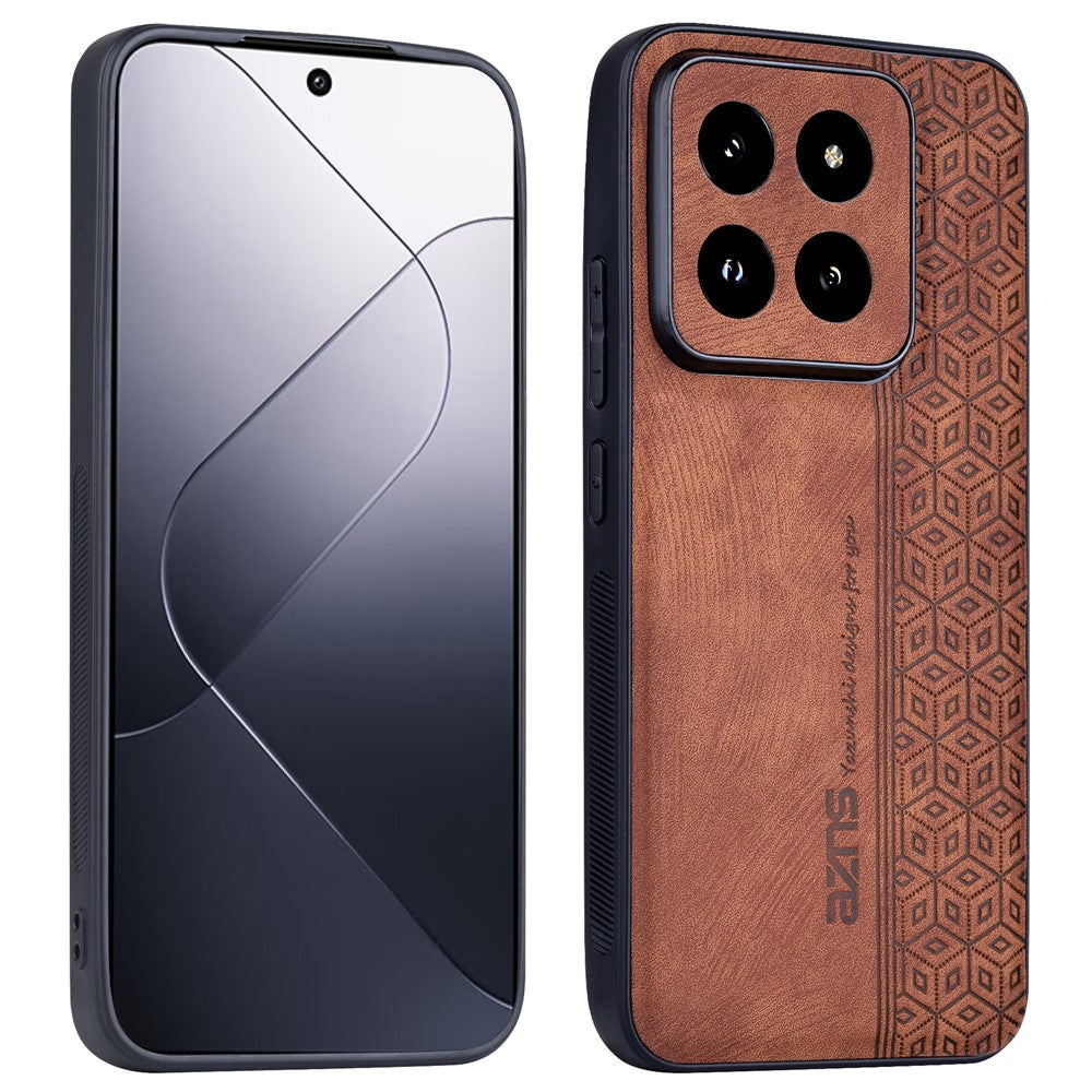 AZNS For Xiaomi 14 Pro Phone Case PU Leather Non-Slip Grip Back Cover