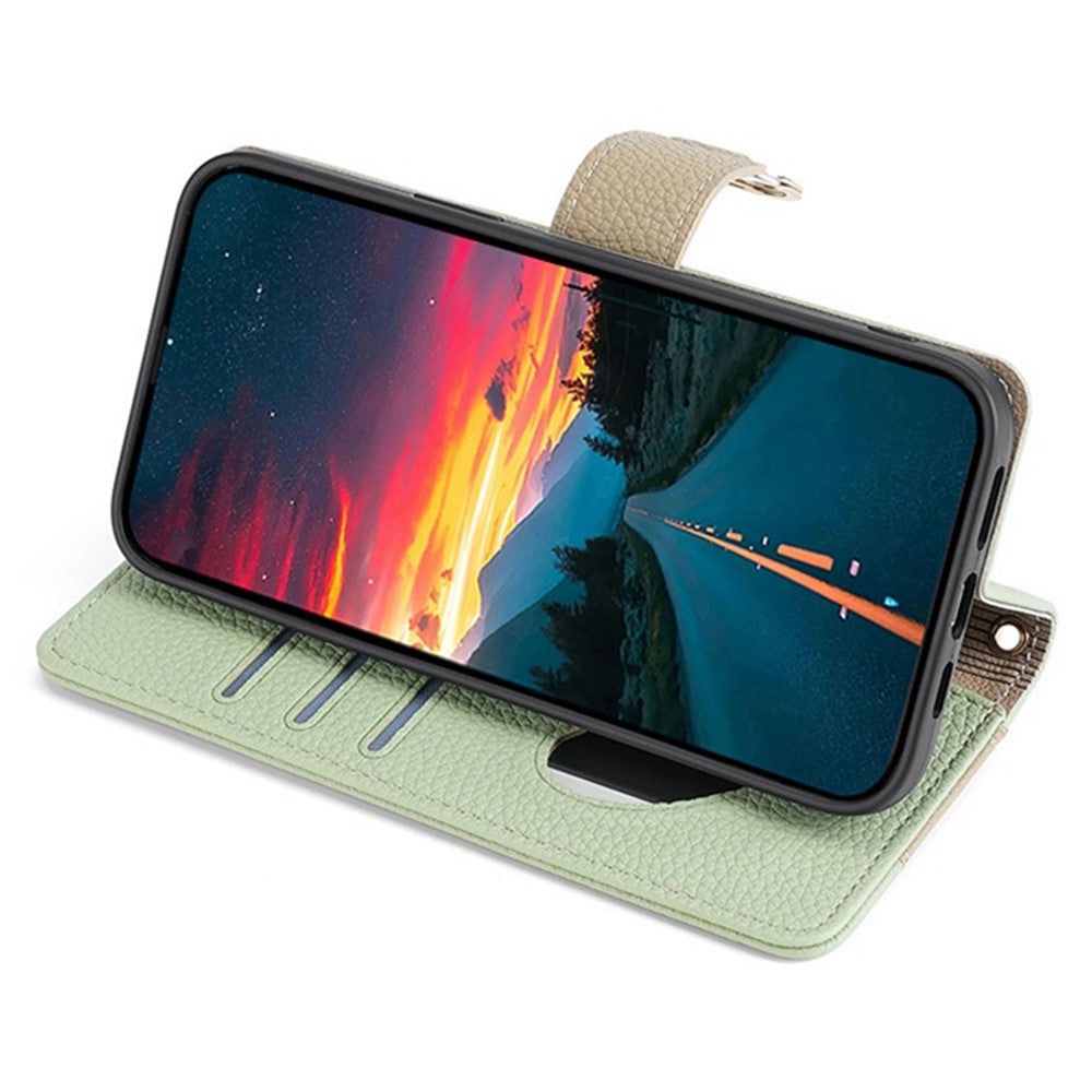Galaxy A32 4G Wallet-Hülle – Litschi-Textur, mit Spiegel & Kettenschultergurt