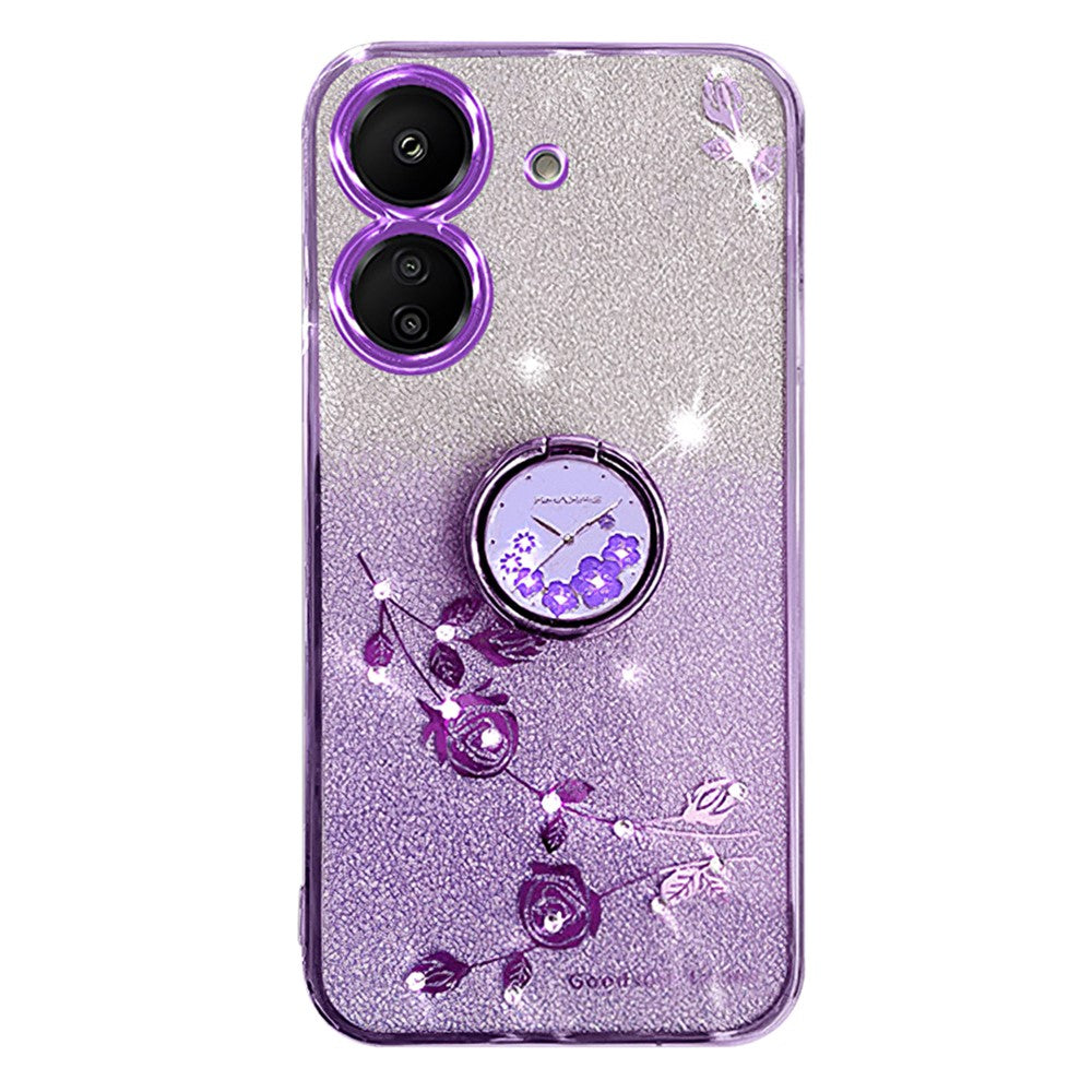 KADEM For Xiaomi Redmi 13C 4G / Poco C65 4G Cover Flower Pattern Kickstand TPU Cell Phone Cases