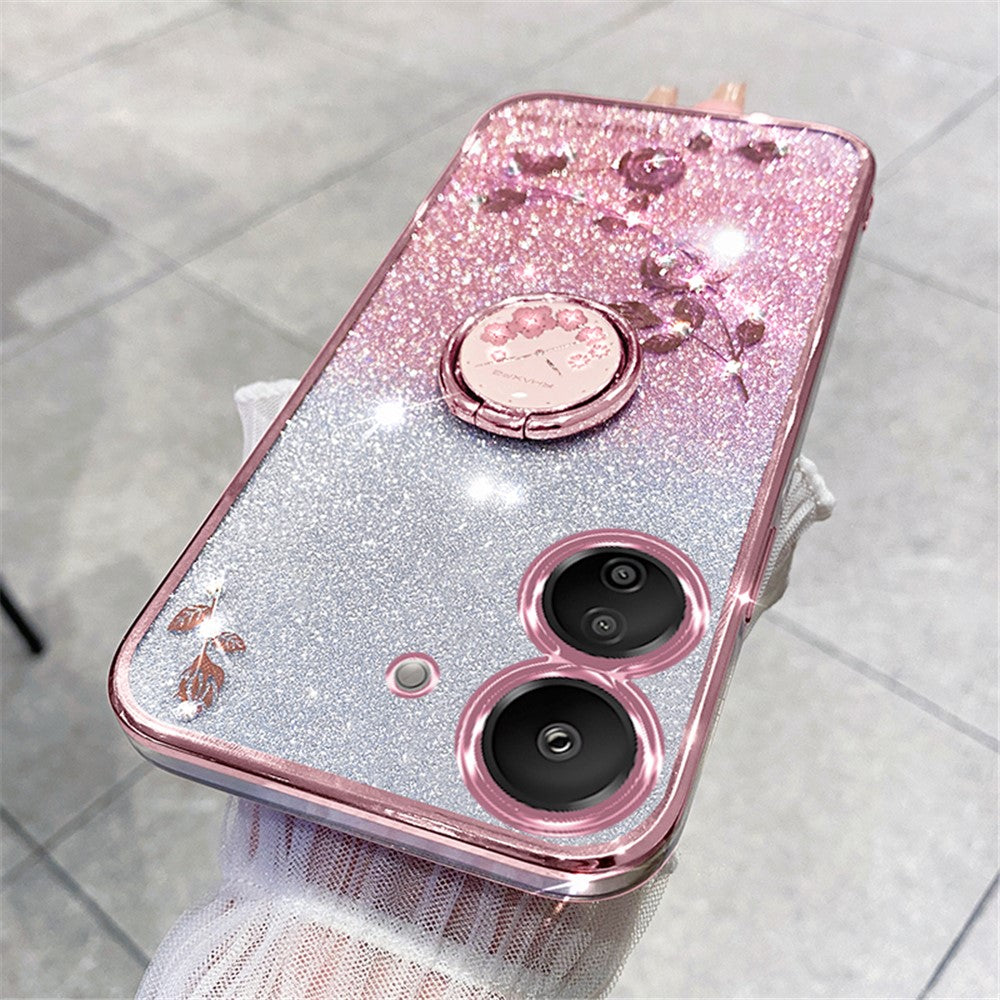 KADEM For Xiaomi Redmi 13C 4G / Poco C65 4G Cover Flower Pattern Kickstand TPU Cell Phone Cases