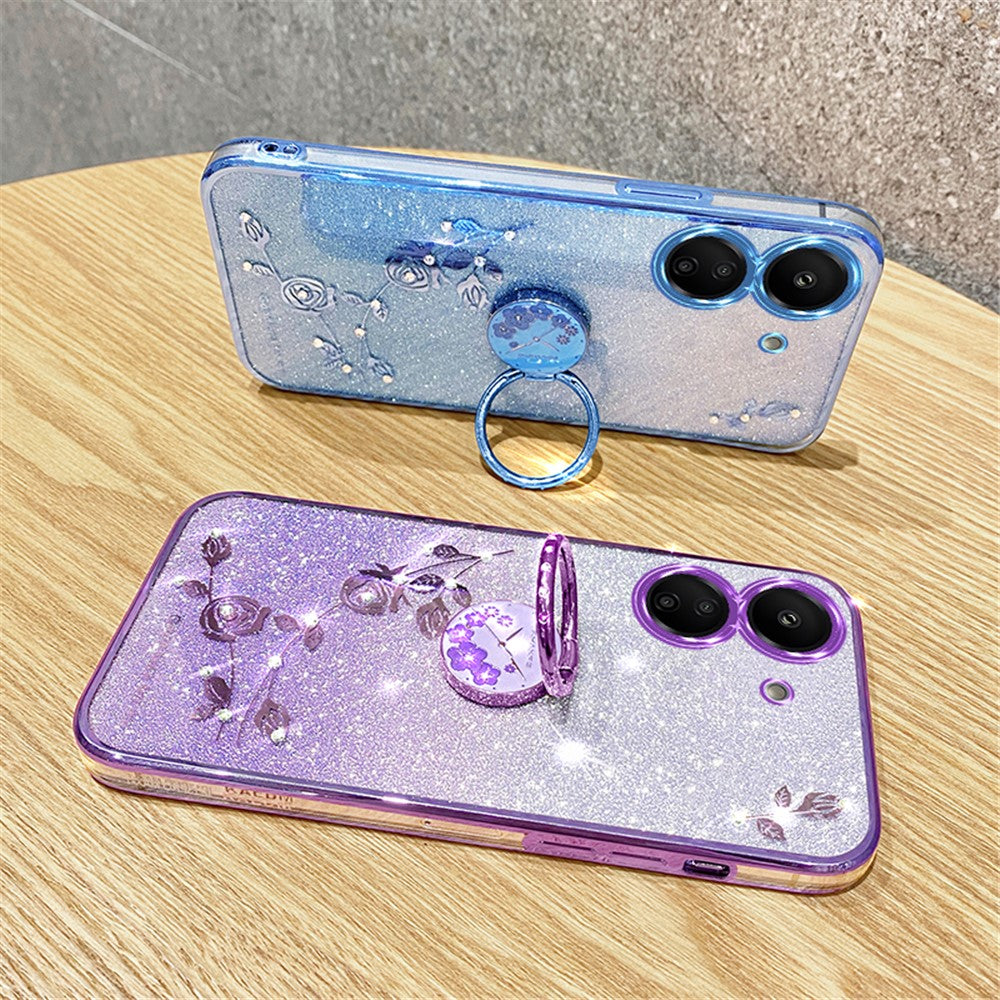 KADEM For Xiaomi Redmi 13C 4G / Poco C65 4G Cover Flower Pattern Kickstand TPU Cell Phone Cases