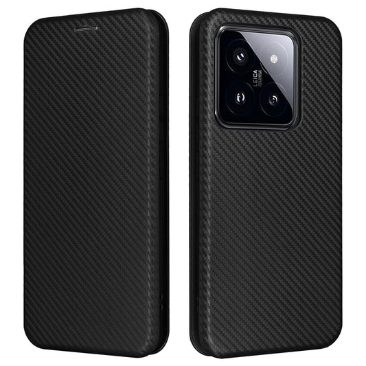 Xiaomi 14 Handyhülle – Ledertasche, Kartenhalter, Kohlefaser-Textur