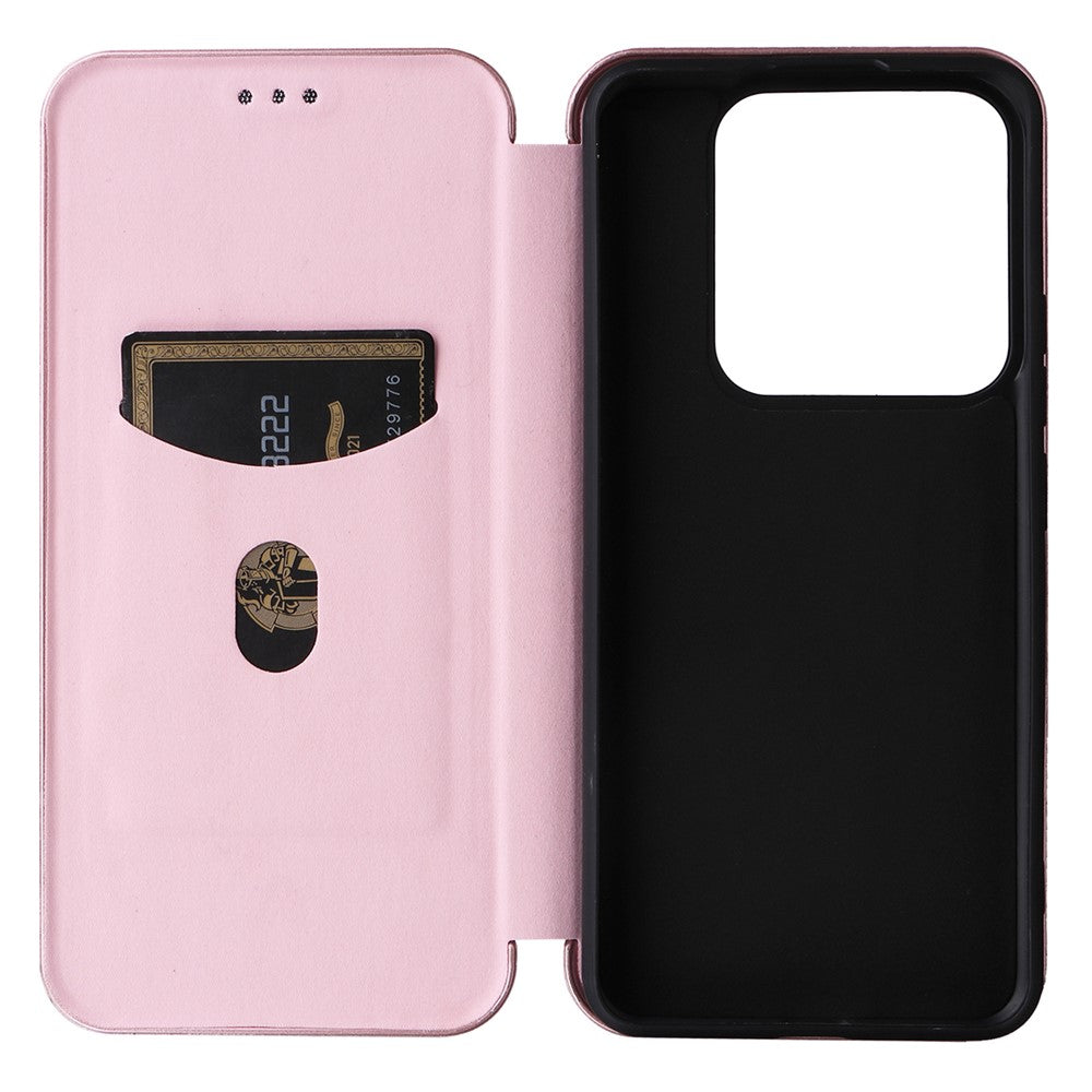 For Xiaomi 14 Leather Case Card Holder Carbon Fiber Texture Phone Cover