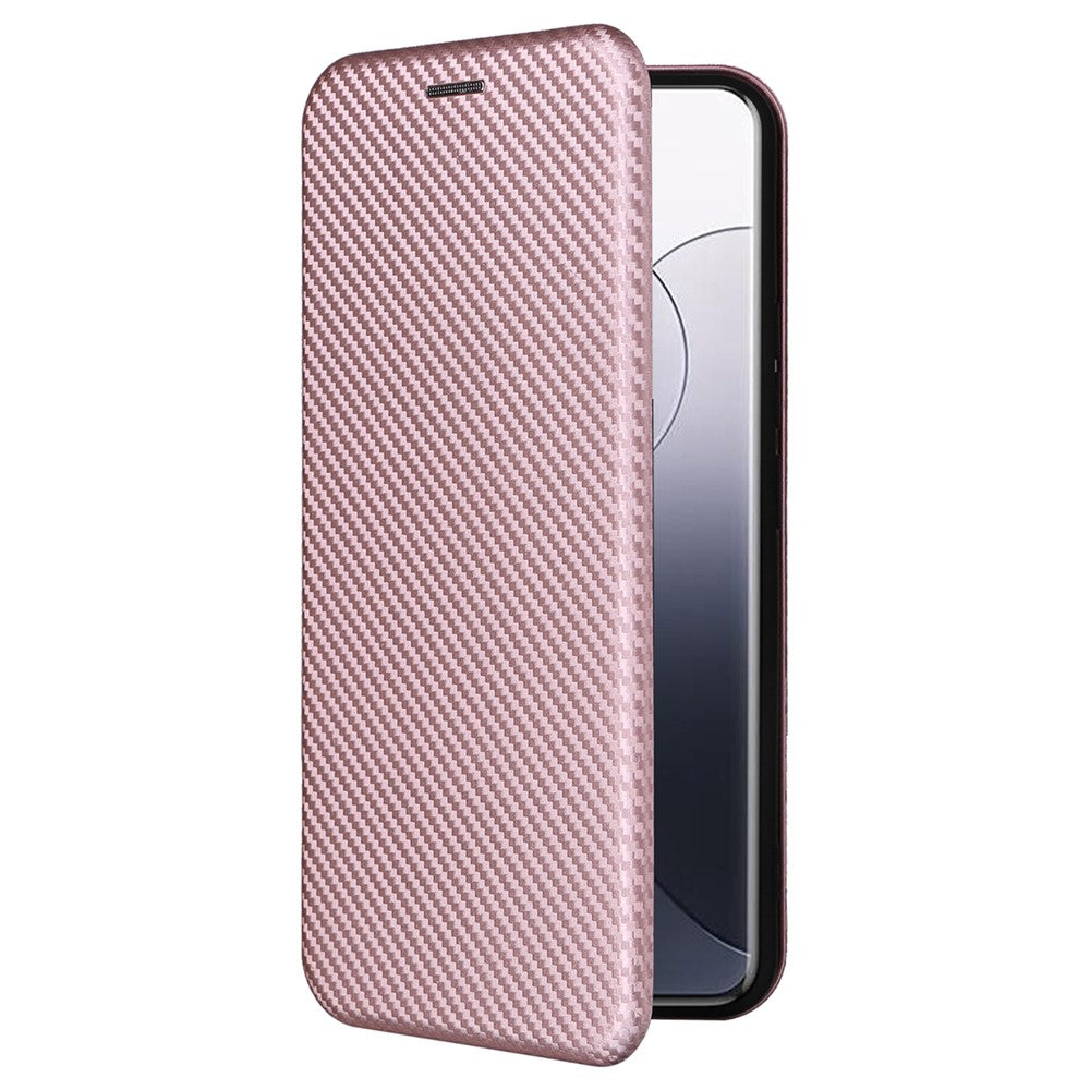 For Xiaomi 14 Leather Case Card Holder Carbon Fiber Texture Phone Cover