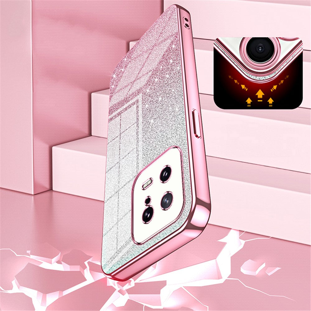 For Xiaomi 13 Cover Soft TPU Precise Cutout Gradient Glitter Design Cell Phone Case
