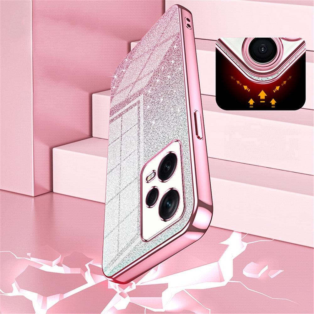 Back Shell for Xiaomi Redmi Note 12 Pro+ 5G Precise Cutout Gradient Glitter TPU Cell Phone Case