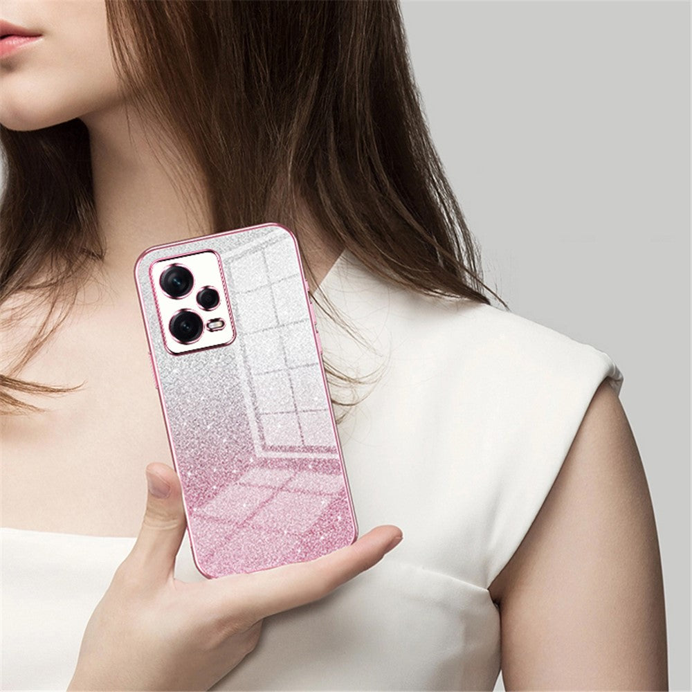 Back Shell for Xiaomi Redmi Note 12 Pro+ 5G Precise Cutout Gradient Glitter TPU Cell Phone Case