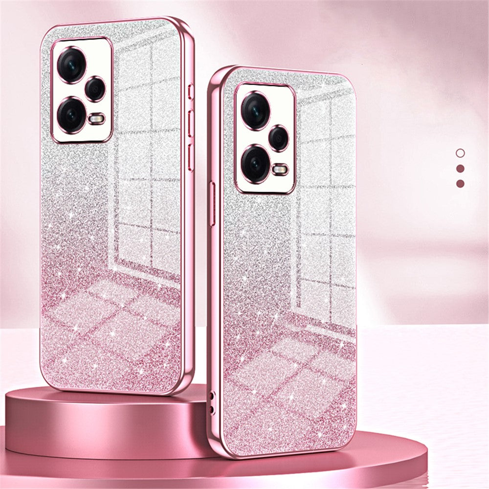 Back Shell for Xiaomi Redmi Note 12 Pro+ 5G Precise Cutout Gradient Glitter TPU Cell Phone Case