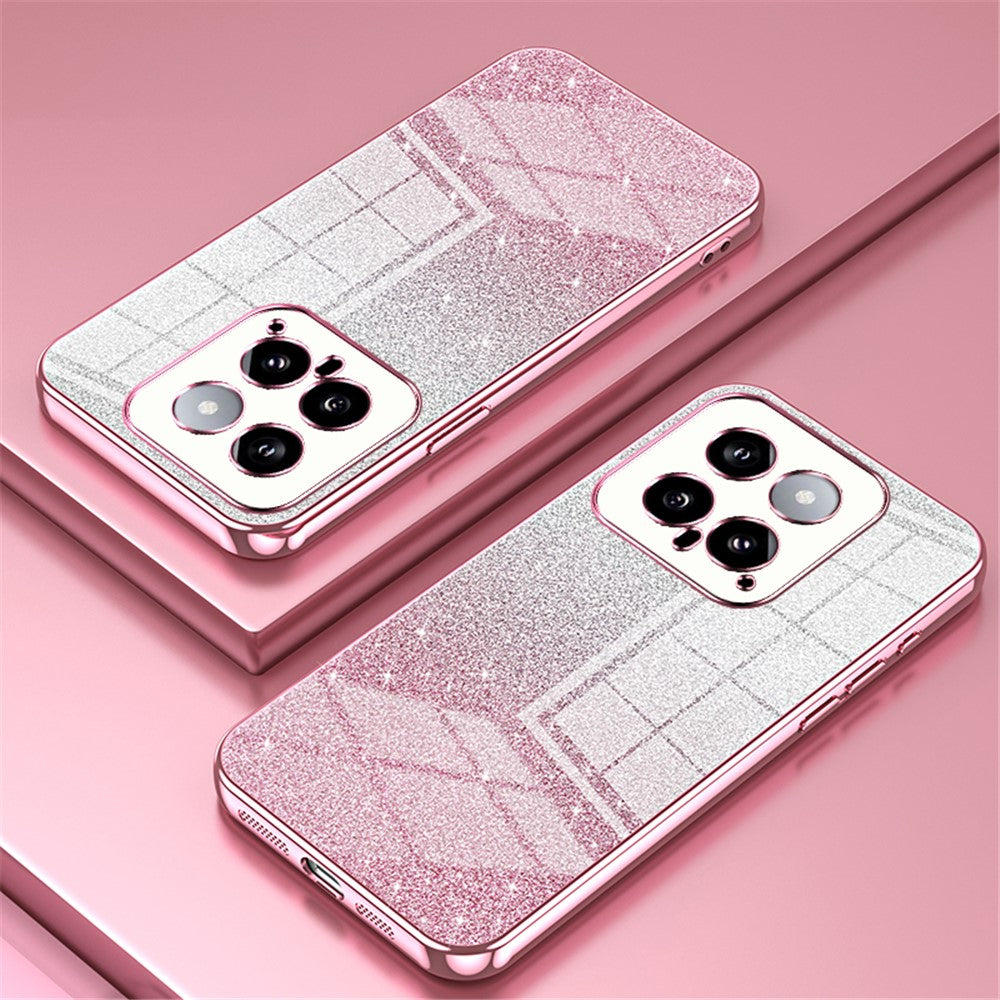 Back Protective Cover for Xiaomi 14 Precise Cutout Gradient Glitter TPU Cell Phone Case