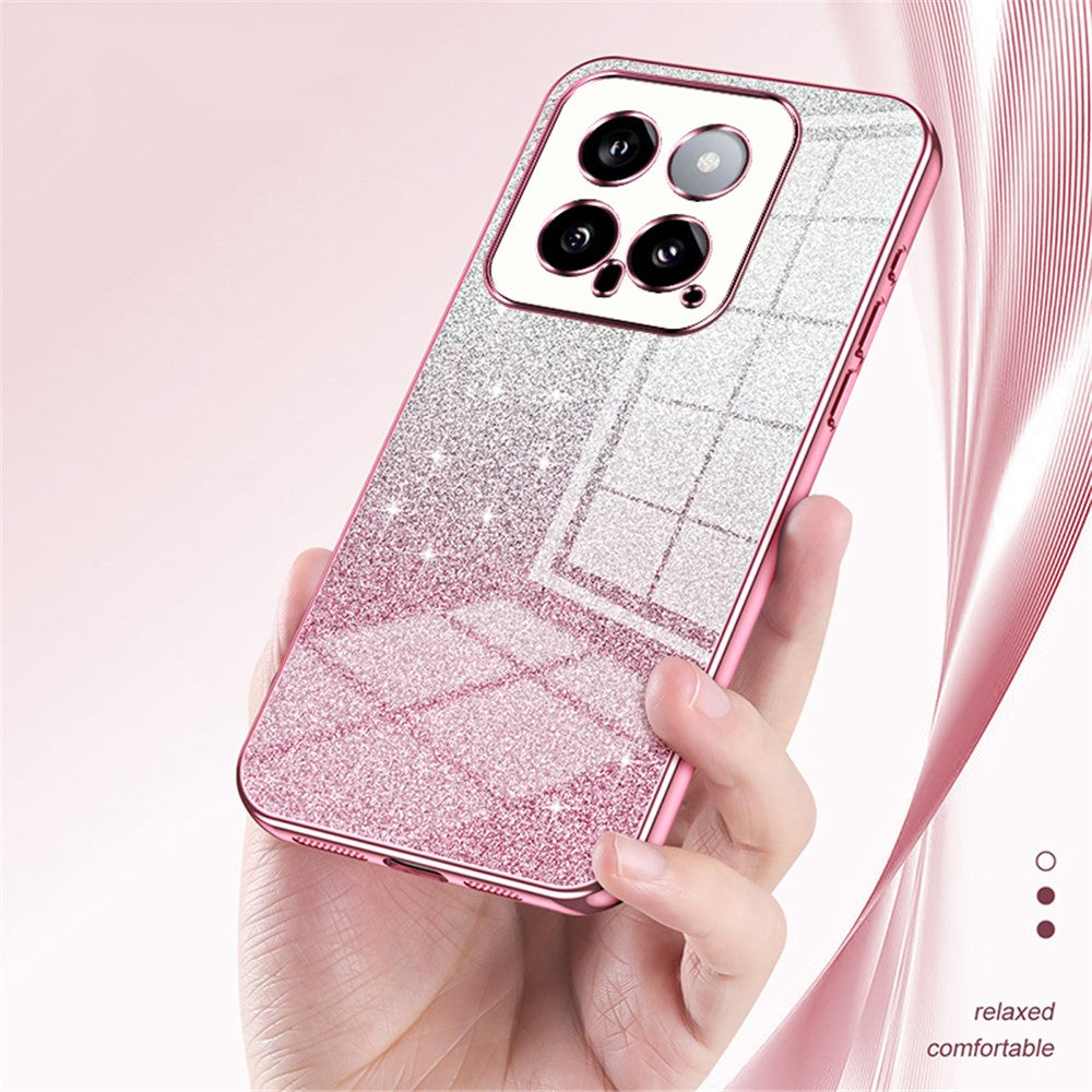 Back Protective Cover for Xiaomi 14 Precise Cutout Gradient Glitter TPU Cell Phone Case