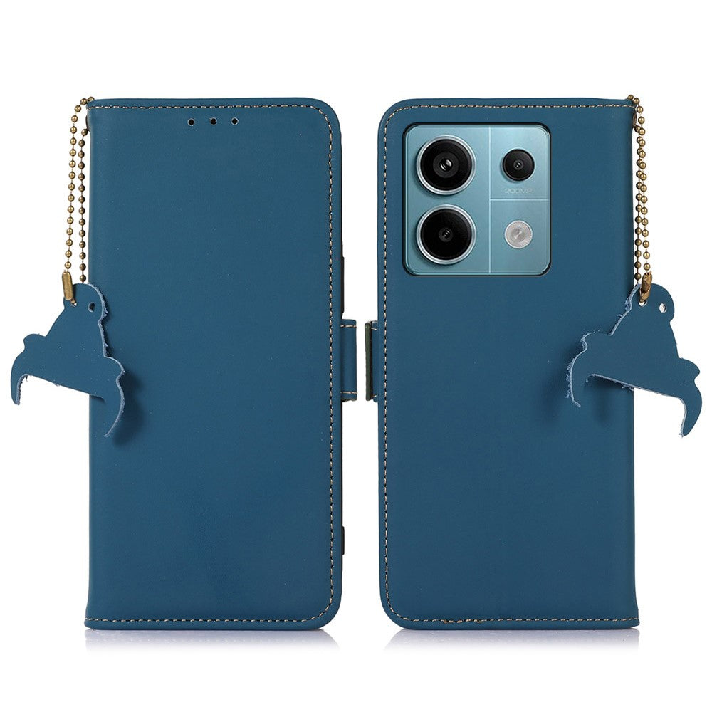 For Xiaomi Redmi Note 13 Pro 5G / Poco X6 5G Case Genuine Cow Leather RFID Blocking Wallet Stand Cover