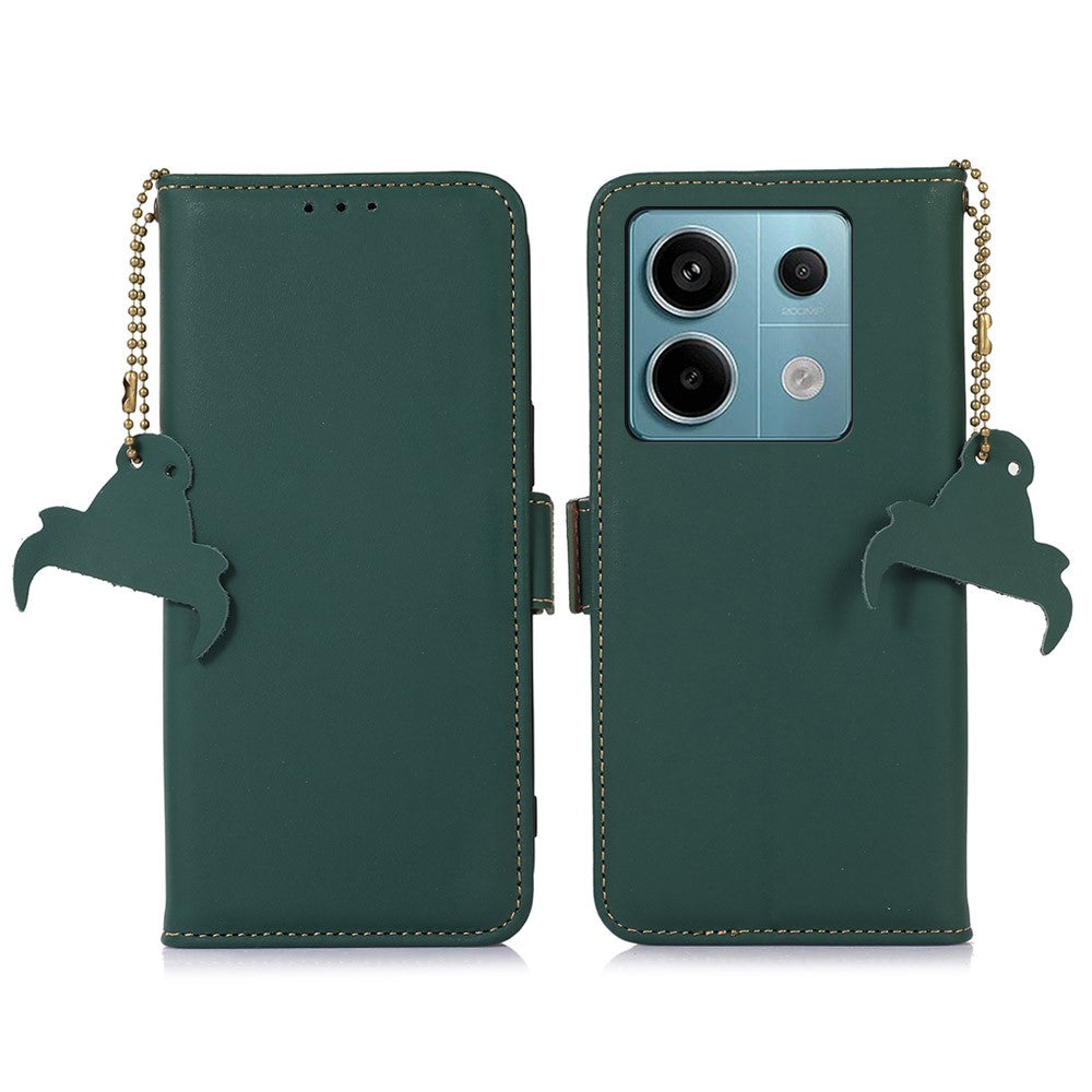 For Xiaomi Redmi Note 13 Pro 5G / Poco X6 5G Case Genuine Cow Leather RFID Blocking Wallet Stand Cover