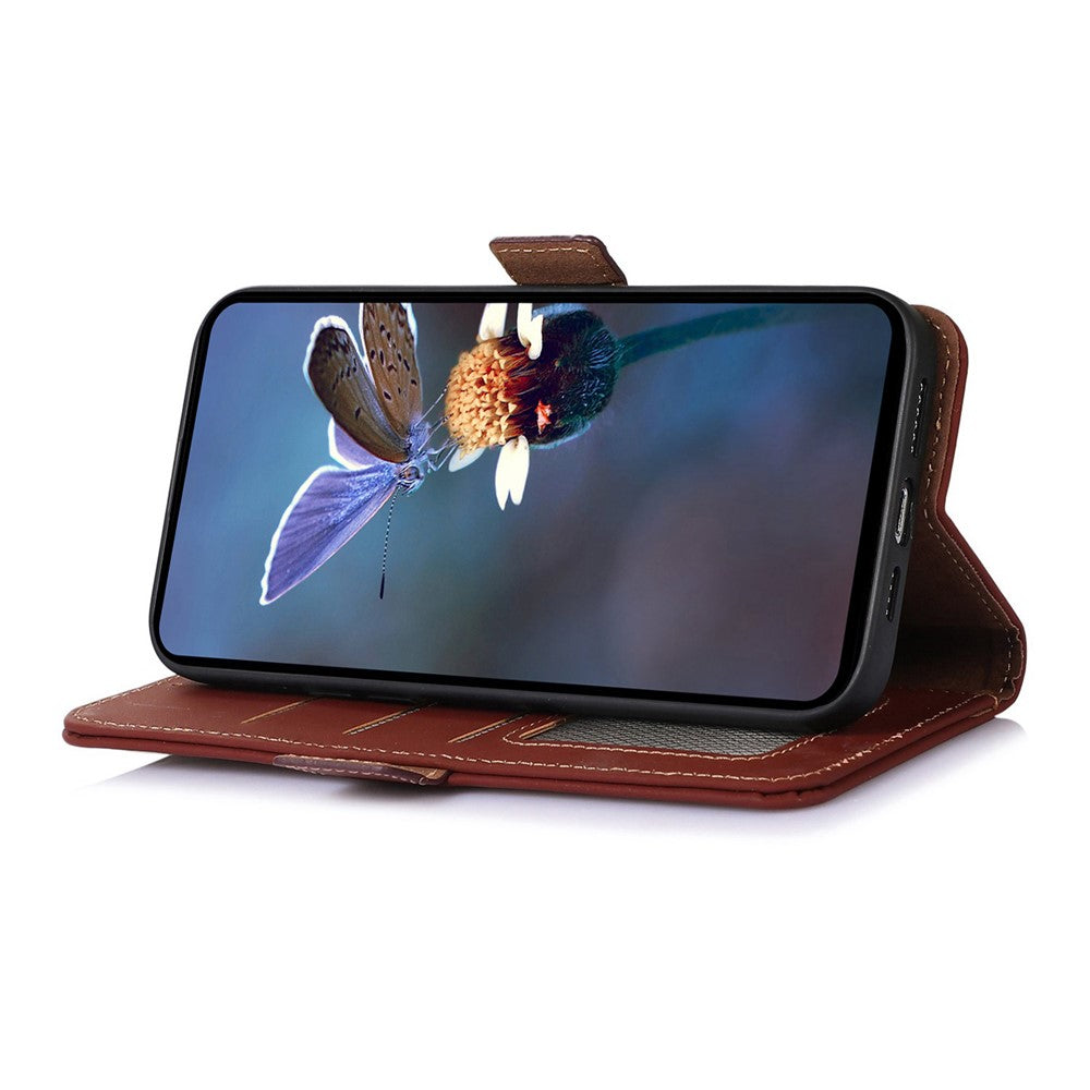 For Xiaomi Redmi Note 13 Pro 5G / Poco X6 5G Case Genuine Cow Leather RFID Blocking Wallet Stand Cover