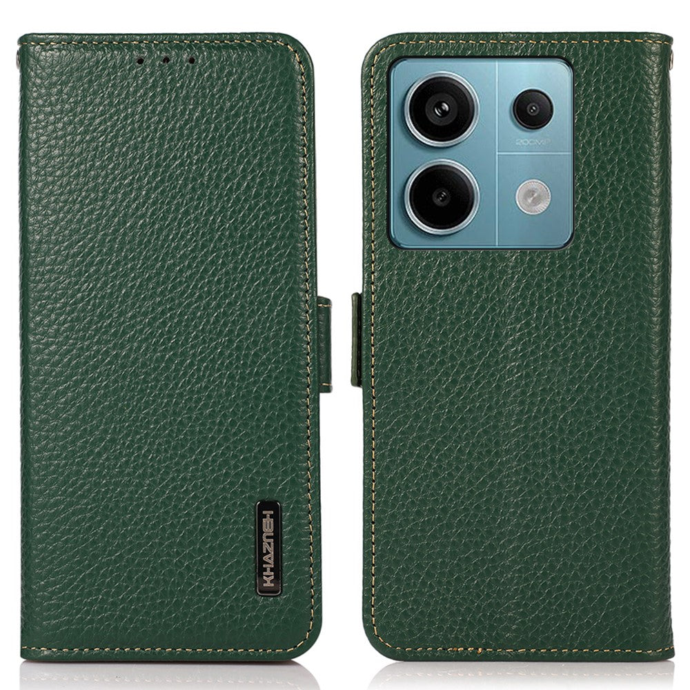 KHAZNEH For Xiaomi Redmi Note 13 Pro 5G / Poco X6 5G Case Litchi Texture RFID Blocking Phone Protector