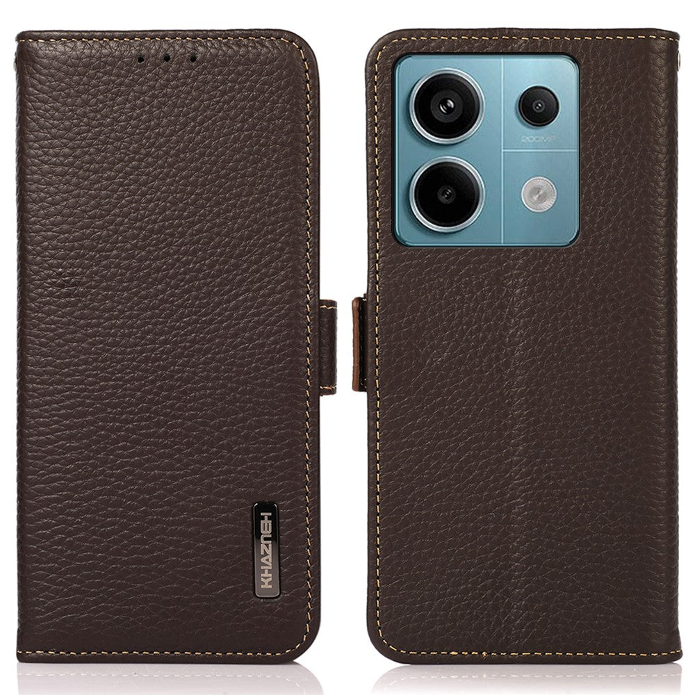 KHAZNEH For Xiaomi Redmi Note 13 Pro 5G / Poco X6 5G Case Litchi Texture RFID Blocking Phone Protector
