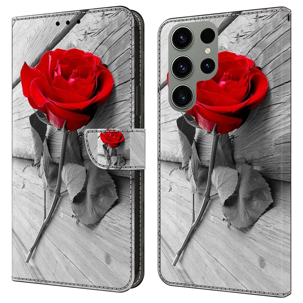 Galaxy S24 Ultra Wallet-Hülle mit 3D-Muster & Magnetverschluss