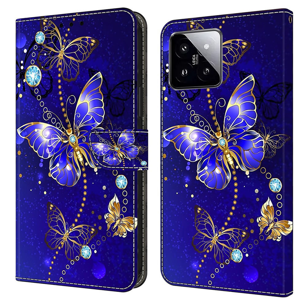 For Xiaomi 14 Case 3D Pattern Printing Phone Cover with Wallet Stand