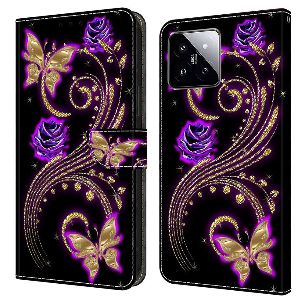 For Xiaomi 14 Case 3D Pattern Printing Phone Cover with Wallet Stand