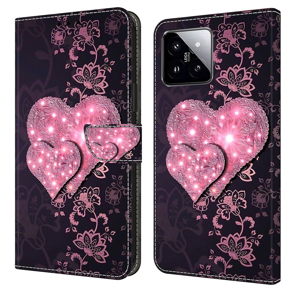 For Xiaomi 14 Case 3D Pattern Printing Phone Cover with Wallet Stand