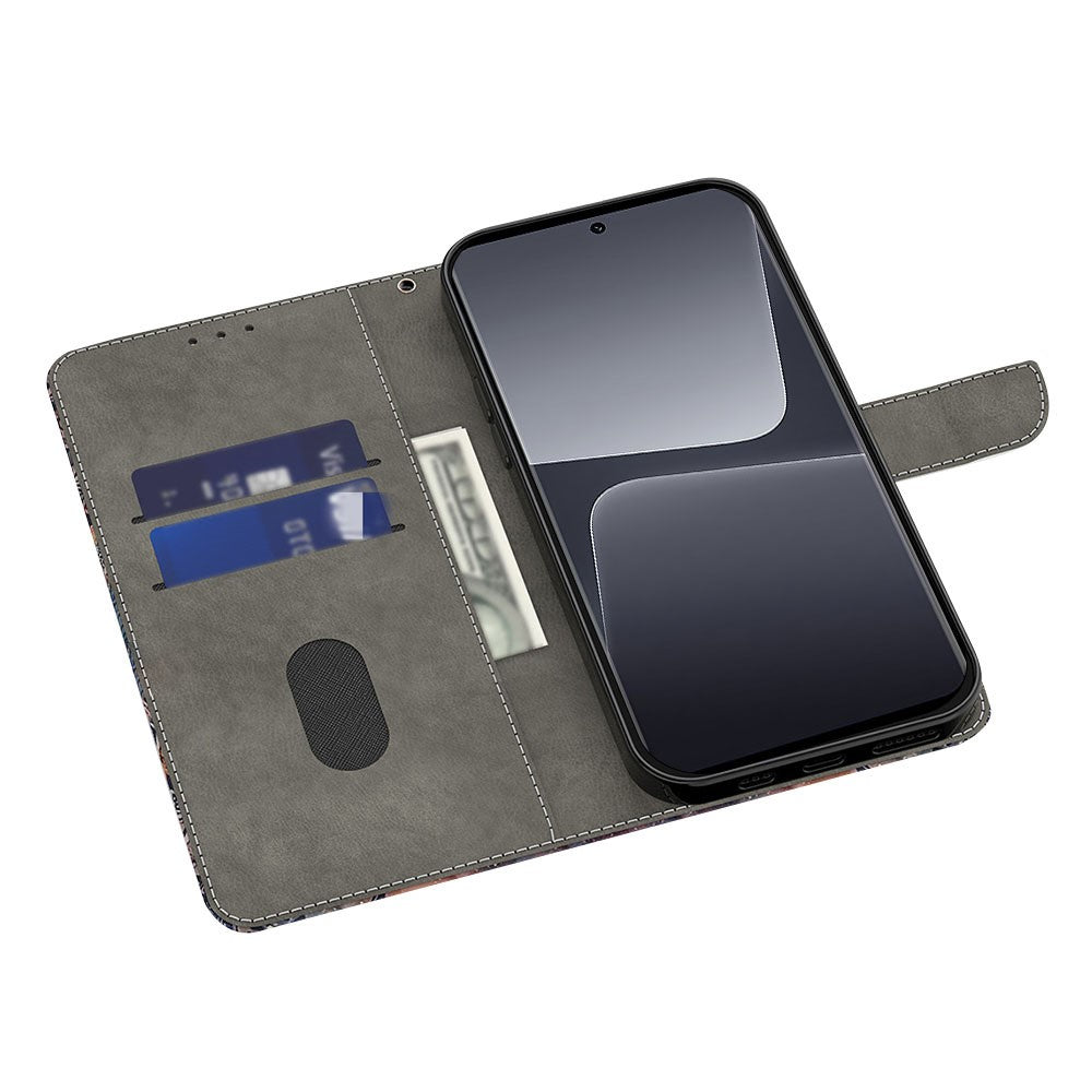 For Xiaomi 14 Pro Case 3D Pattern Printing Wallet Phone Leather Cover