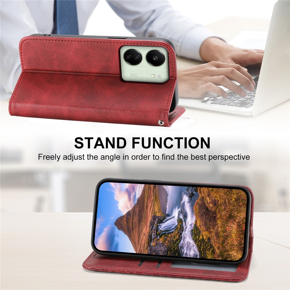 For Xiaomi Redmi 13C 4G / 13C 5G / Poco C65 4G / Poco M6 5G / 13R 5G Case Imprinted Rhombus Pattern PU Leather Mobile Phone Cover