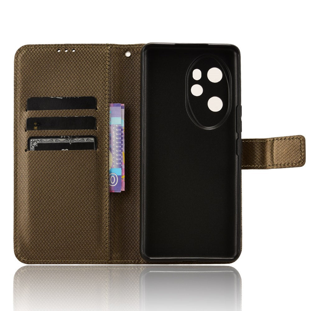 For Honor 100 Pro 5G Phone Case Diamond Texture Leather Wallet Cover