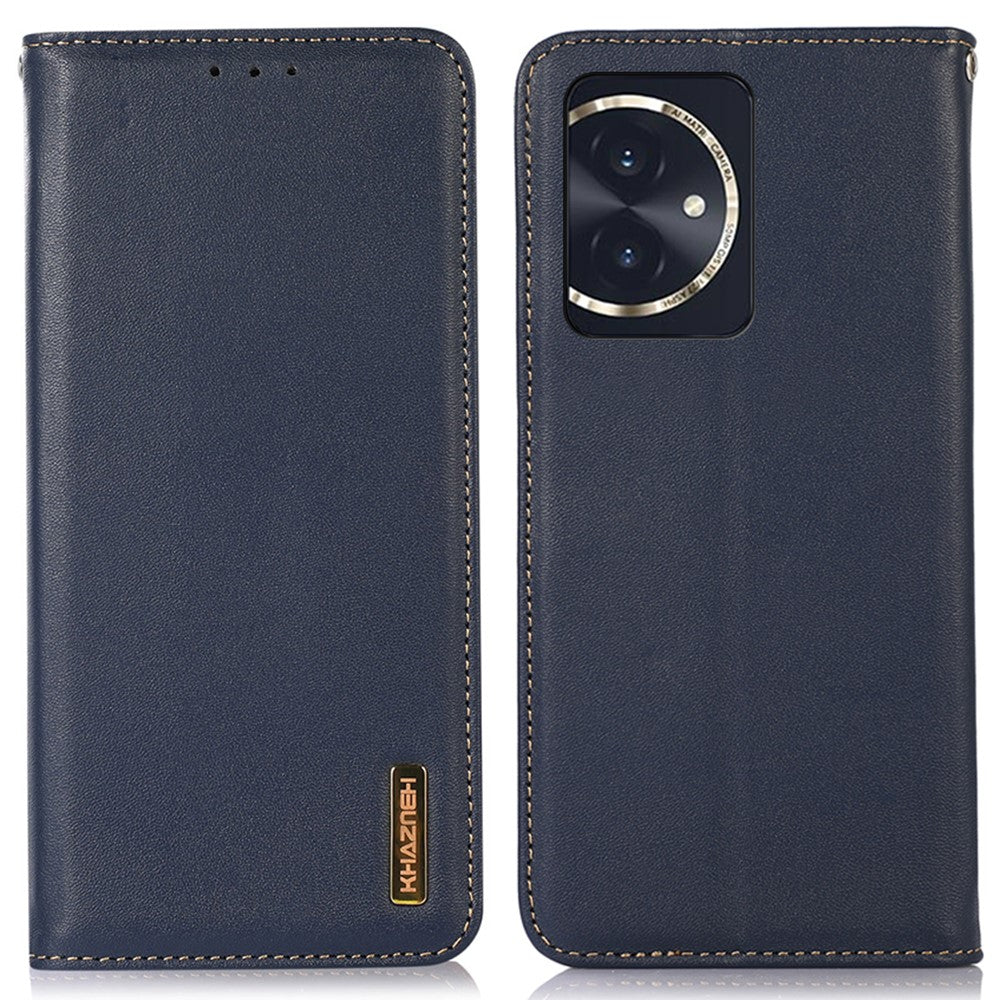 KHAZNEH For Honor 100 5G Cell Phone Case Genuine Cow Leather Nappa Texture RFID Blocking Cover