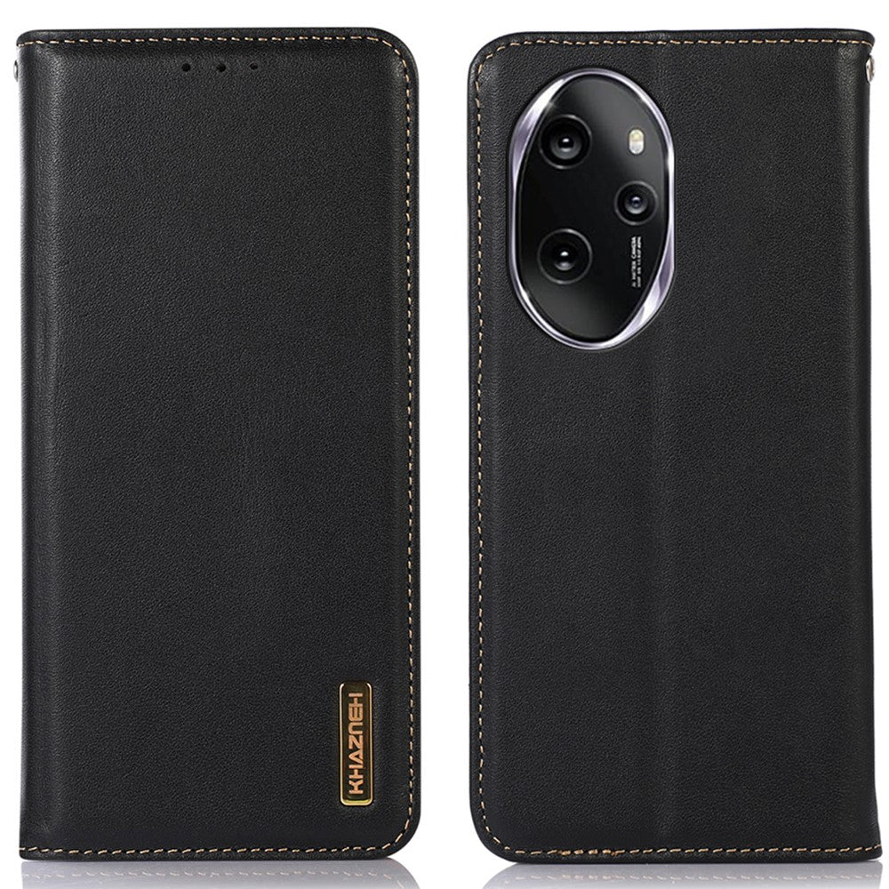 KHAZNEH For Honor 100 Pro 5G Case Genuine Cow Leather Nappa Texture Cover with Magnetic Closure
