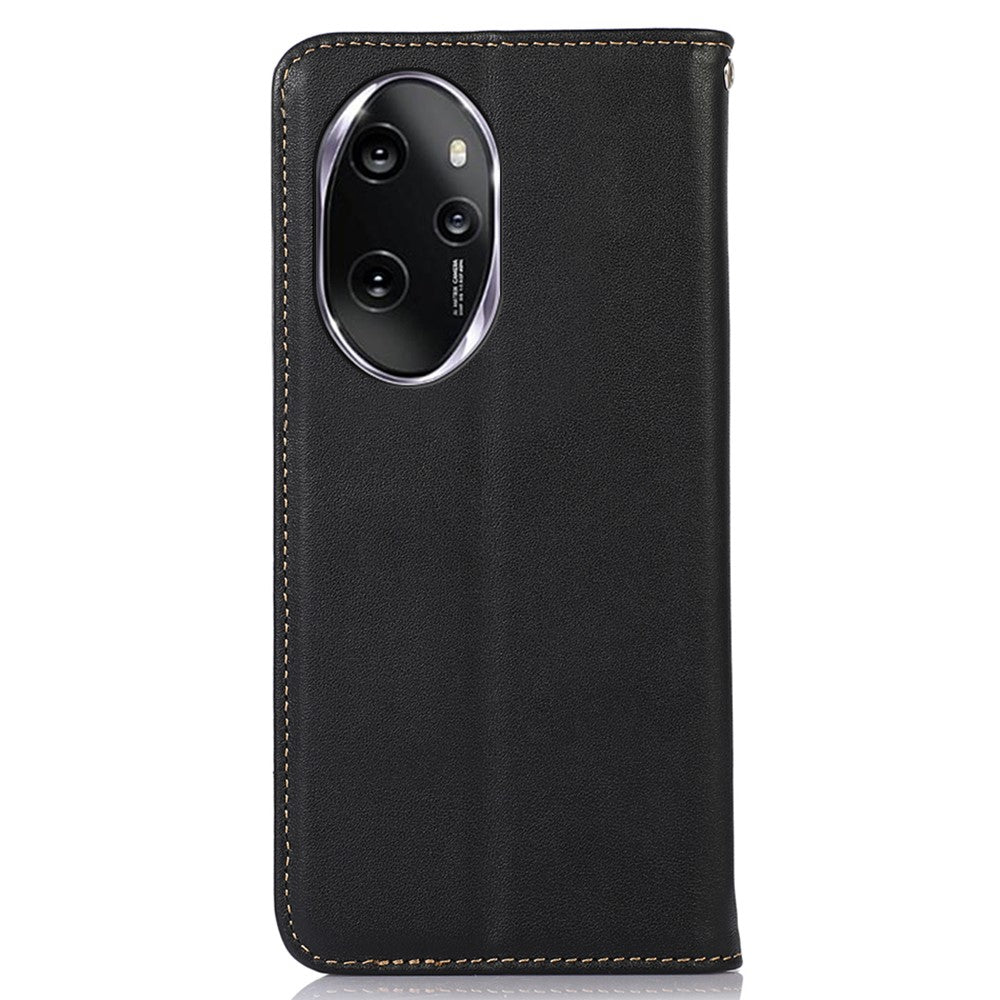 KHAZNEH For Honor 100 Pro 5G Case Genuine Cow Leather Nappa Texture Cover with Magnetic Closure