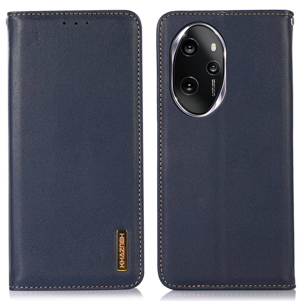 KHAZNEH For Honor 100 Pro 5G Case Genuine Cow Leather Nappa Texture Cover with Magnetic Closure