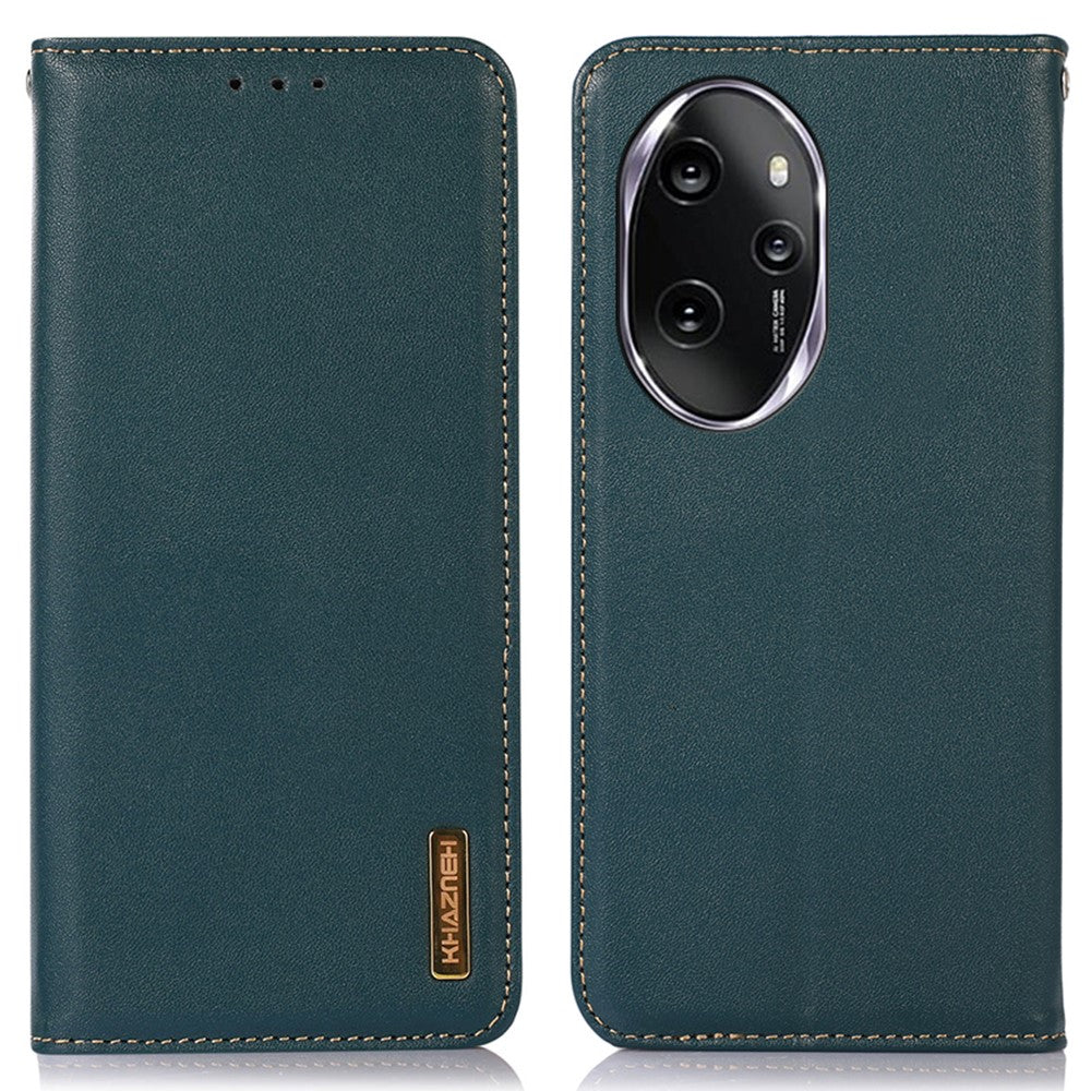KHAZNEH For Honor 100 Pro 5G Case Genuine Cow Leather Nappa Texture Cover with Magnetic Closure