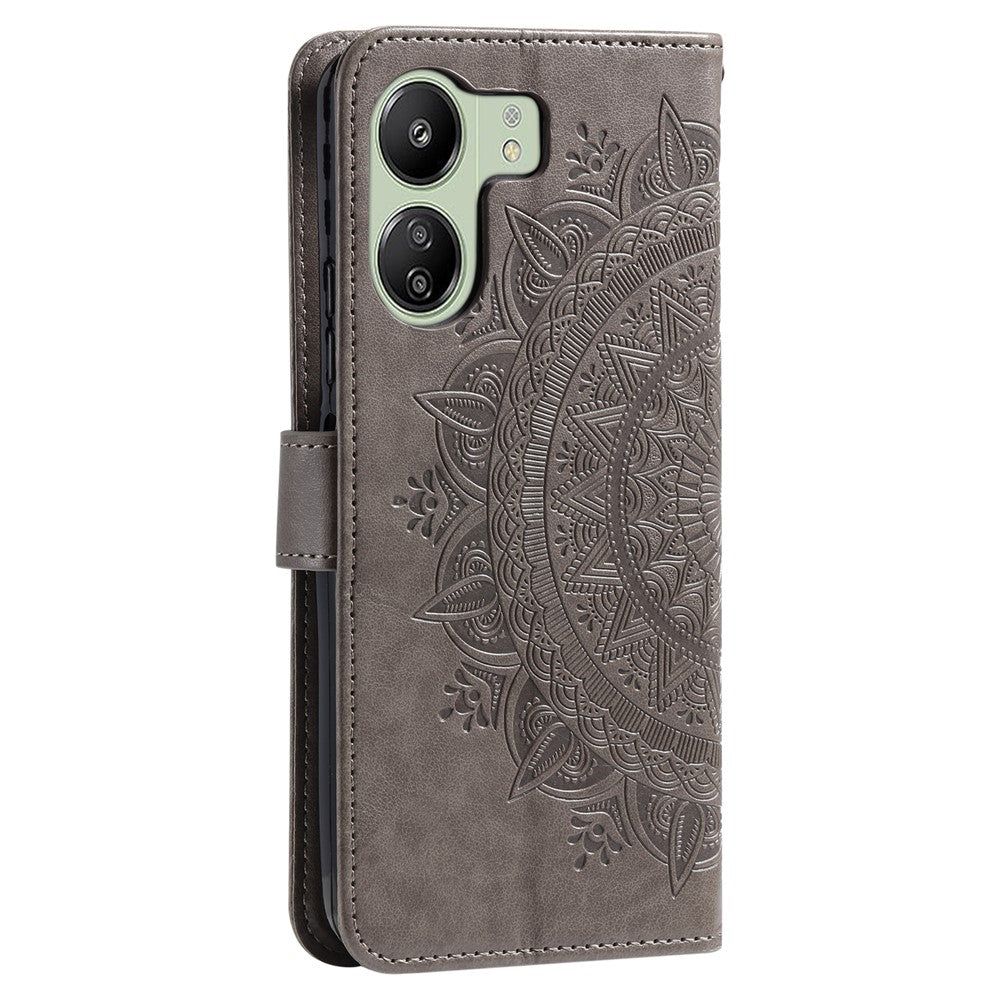 For Xiaomi Redmi 13C 4G / 13C 5G / 13R 5G / Poco M6 5G / Poco C65 4G Case Mandala Flower Imprint Cover with Strap