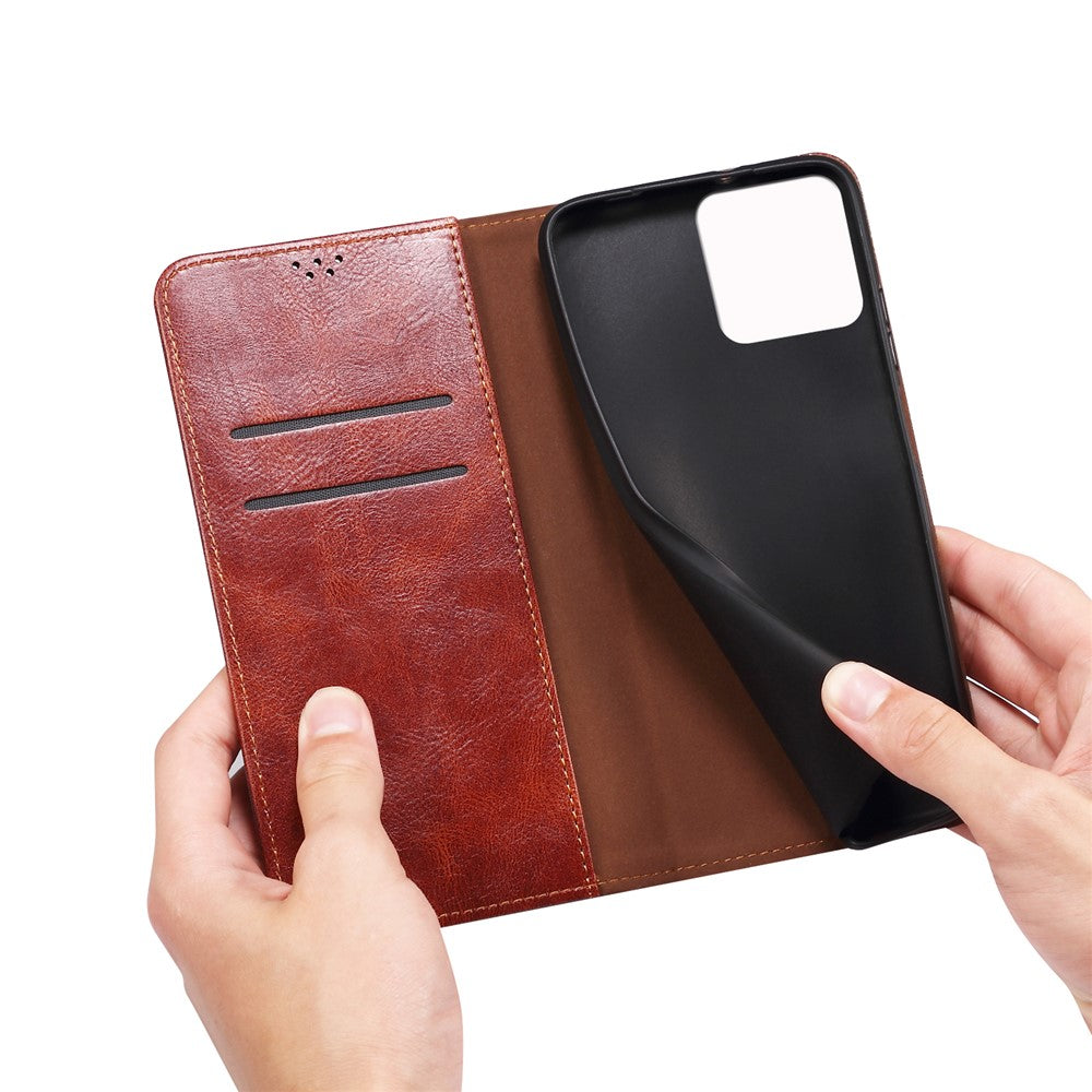 For Xiaomi Redmi K70E 5G / Poco X6 Pro 5G Leather Case Wallet Waxy Crazy Horse Texture Stand Cover